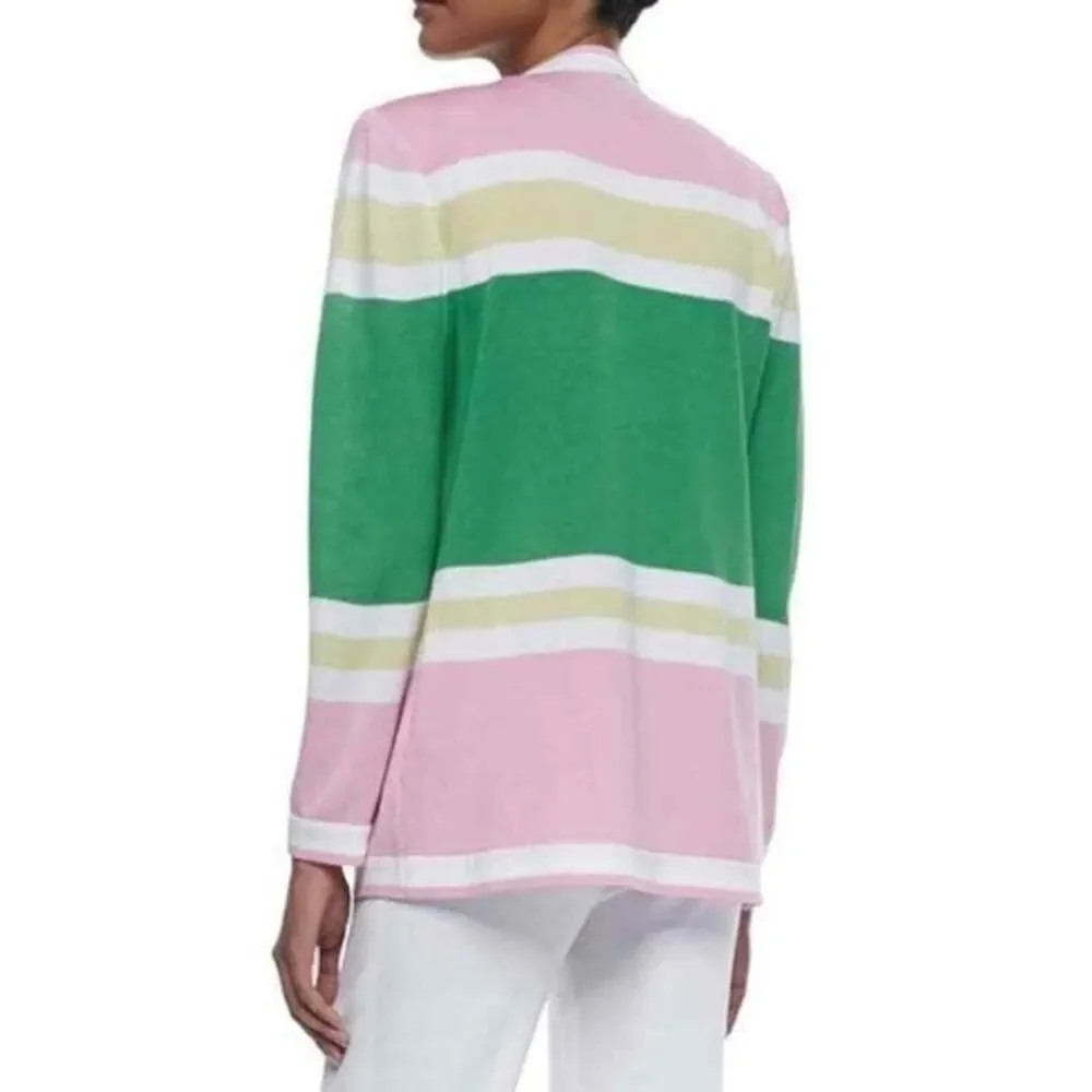 Misook Colorblock Draped Cardigan Women’s Petite Medium (PM) - Picture 2 of 6